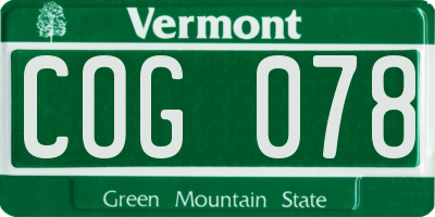 VT license plate COG078