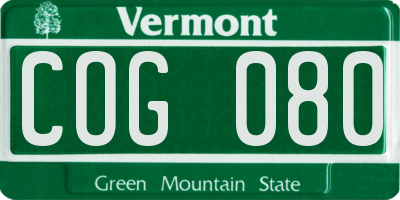VT license plate COG080