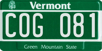 VT license plate COG081
