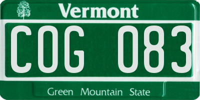 VT license plate COG083