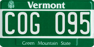 VT license plate COG095
