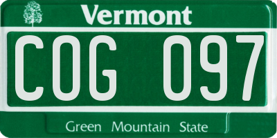 VT license plate COG097