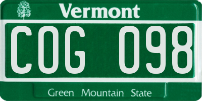 VT license plate COG098