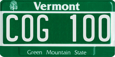 VT license plate COG100