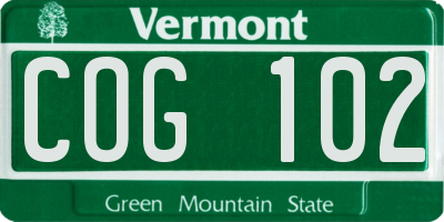 VT license plate COG102