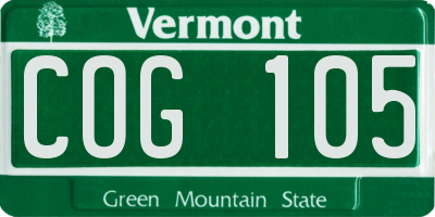 VT license plate COG105
