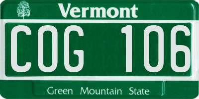 VT license plate COG106