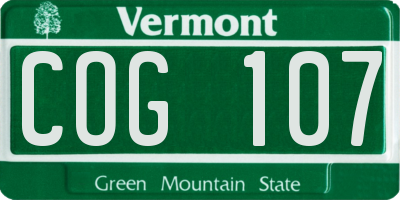 VT license plate COG107