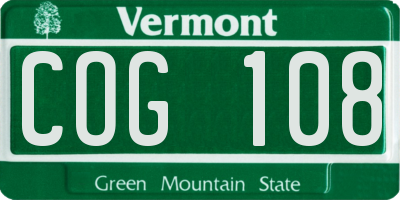 VT license plate COG108