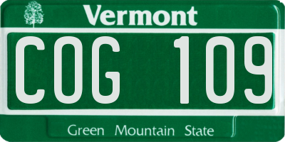 VT license plate COG109