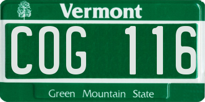 VT license plate COG116