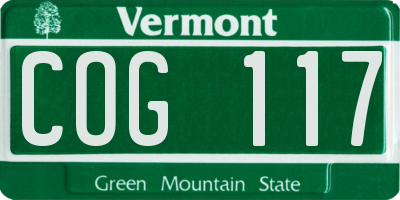 VT license plate COG117