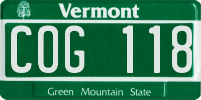 VT license plate COG118