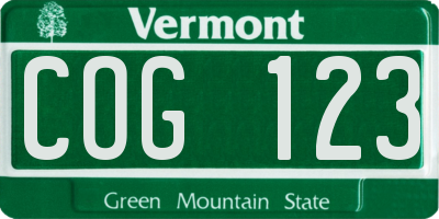VT license plate COG123