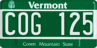 VT license plate COG125