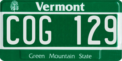 VT license plate COG129