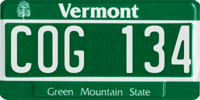 VT license plate COG134
