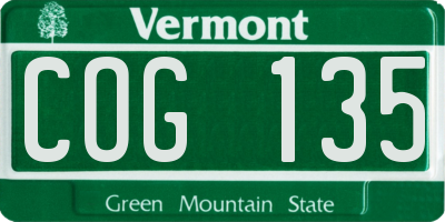 VT license plate COG135