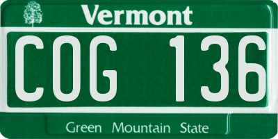 VT license plate COG136