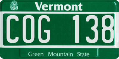VT license plate COG138