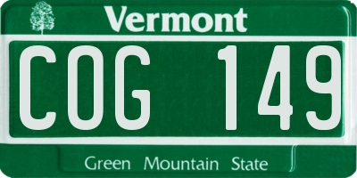 VT license plate COG149