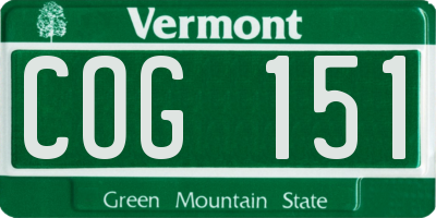 VT license plate COG151