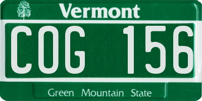 VT license plate COG156