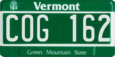 VT license plate COG162