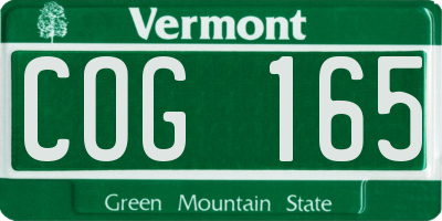 VT license plate COG165
