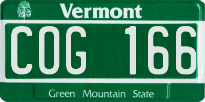 VT license plate COG166