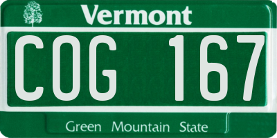 VT license plate COG167