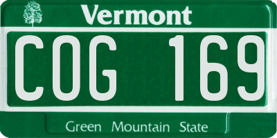 VT license plate COG169