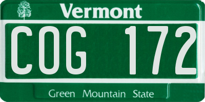 VT license plate COG172