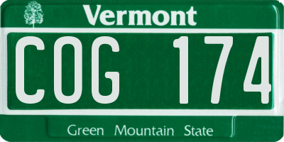VT license plate COG174