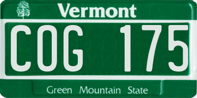 VT license plate COG175