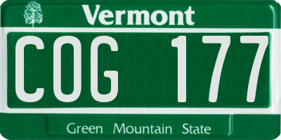 VT license plate COG177