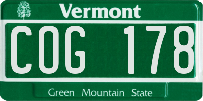 VT license plate COG178