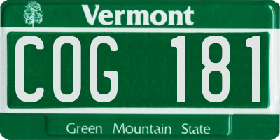 VT license plate COG181