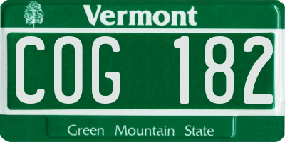 VT license plate COG182