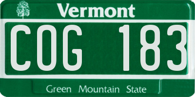 VT license plate COG183