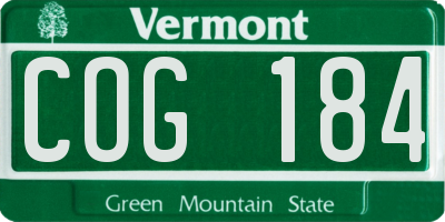 VT license plate COG184
