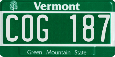 VT license plate COG187