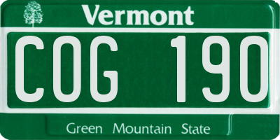 VT license plate COG190