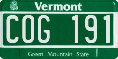 VT license plate COG191