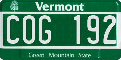 VT license plate COG192