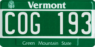 VT license plate COG193