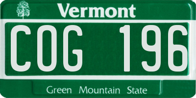 VT license plate COG196