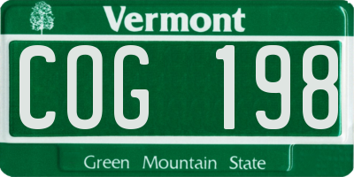 VT license plate COG198