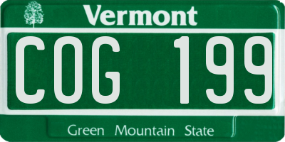 VT license plate COG199