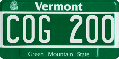 VT license plate COG200